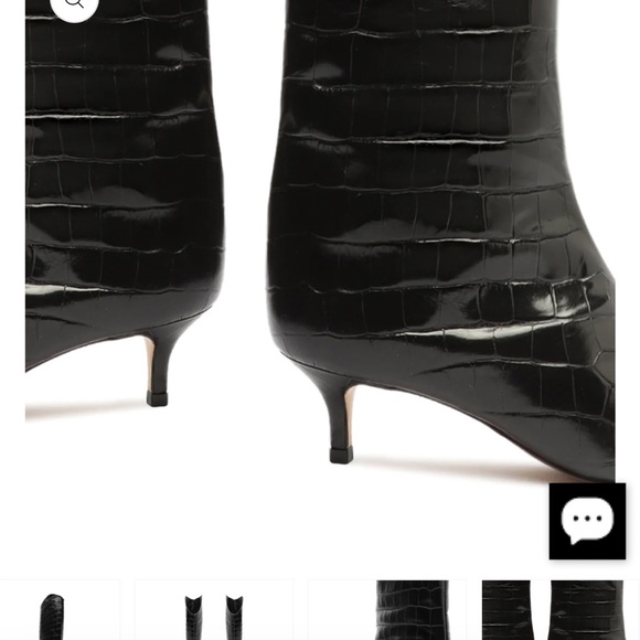 SCHUTZ Maryana Low Heel Black Croc-Embossed Heeled Boots - Picture 9 of 11